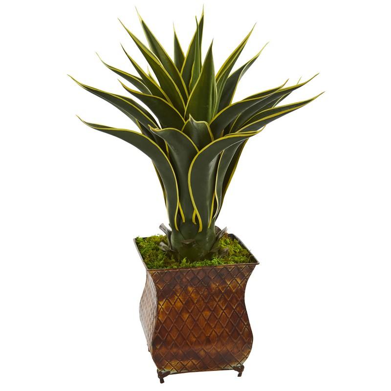 Agave Artificial Plant in Metal Planter
