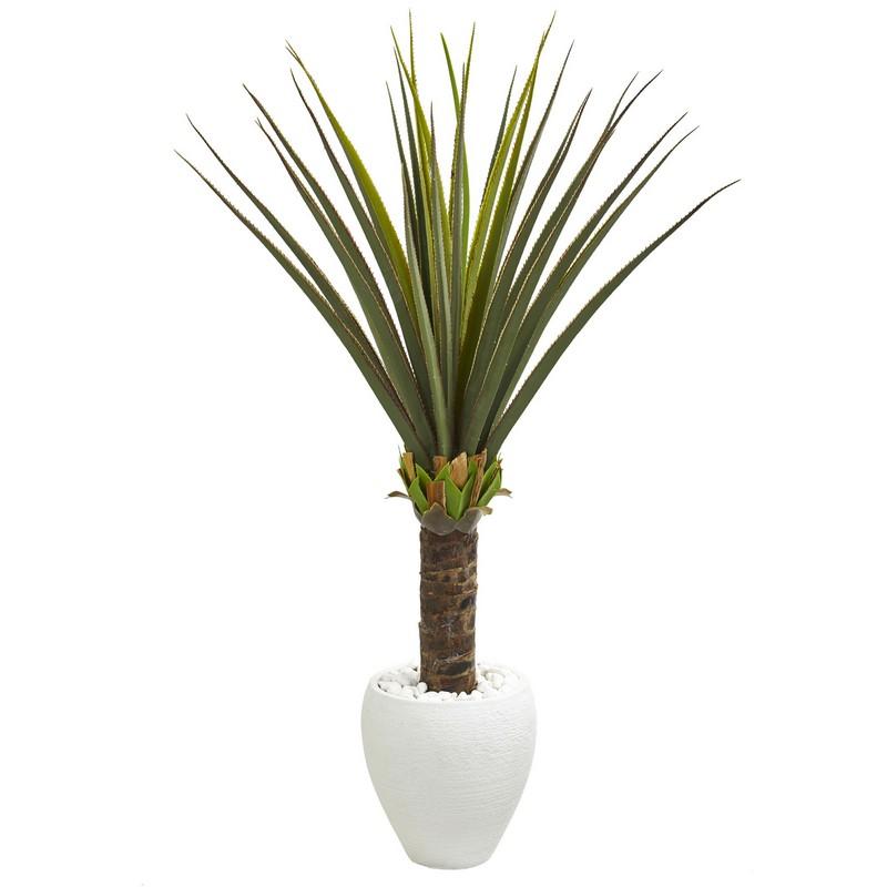 Agave Artificial Plant in White Planter
