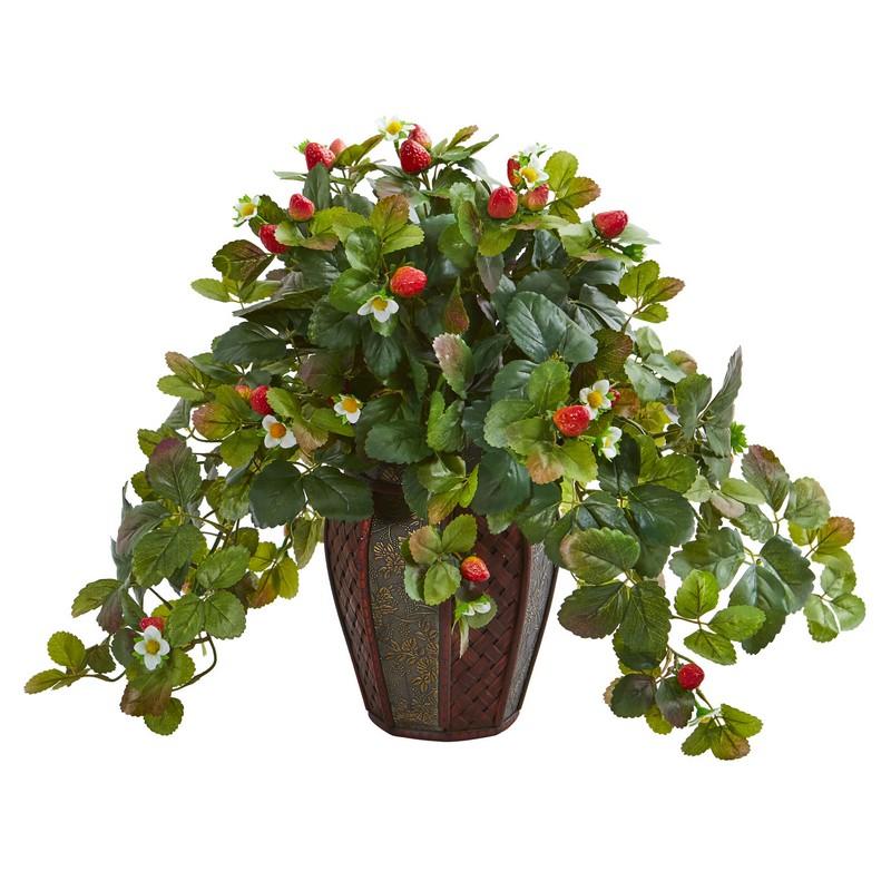 Strawberry Artificial Plant in Decorative Planter