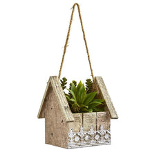 Load image into Gallery viewer, Succulent Garden Artificial Plant in Birdhouse Hanging Planter
