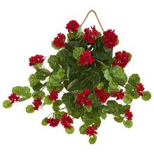 Load image into Gallery viewer, 18&quot; Geranium Artificial Plant in Decorative Hanging Frame
