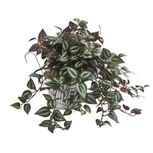 Load image into Gallery viewer, 15&quot; Wandering Jew Artificial Plant in Vintage Metal Hanging Planter
