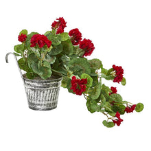 Load image into Gallery viewer, Geranium Artificial Plant in Vintage Hanging Planter
