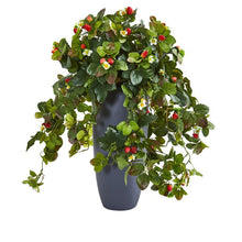 Load image into Gallery viewer, 28&quot; Strawberry Artificial Plant in Gray Planter
