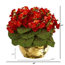 Load image into Gallery viewer, Violet Artificial Plant in Gold Vase
