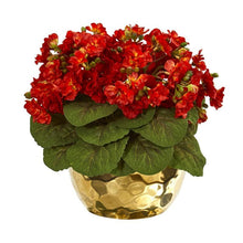 Load image into Gallery viewer, Violet Artificial Plant in Gold Vase
