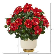Load image into Gallery viewer, 22&quot; Hibiscus Artificial Plant in White Bowl
