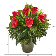 Load image into Gallery viewer, 26&quot; Mixed Anthurium Artificial Plant in Green Planter
