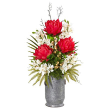 Load image into Gallery viewer, 43&quot; Cymbidium Orchid, Succulent and Mixed Flower Artificial Plant
