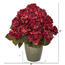 Load image into Gallery viewer, 23&quot; Fall Hydrangea Artificial Plant in Green Planter
