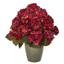 Load image into Gallery viewer, 23&quot; Fall Hydrangea Artificial Plant in Green Planter
