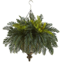 Load image into Gallery viewer, Cycas Artificial Plant in Metal Hanging Bowl
