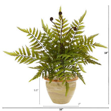 Load image into Gallery viewer, 18&quot; Fern Artificial Plant in Ceramic Planter
