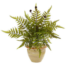 Load image into Gallery viewer, 18&quot; Fern Artificial Plant in Ceramic Planter

