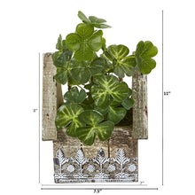 Load image into Gallery viewer, 11&quot; Clover Artificial Plant in Hanging Floral Design House Planter
