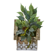Load image into Gallery viewer, 12&quot; Mixed Ficus and Fittonia Artificial Plant in Hanging Floral Design House Planter
