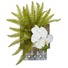 Load image into Gallery viewer, 13&quot; Phalaenopsis Orchid and Fern Artificial Plant in Hanging Floral Design House Planter

