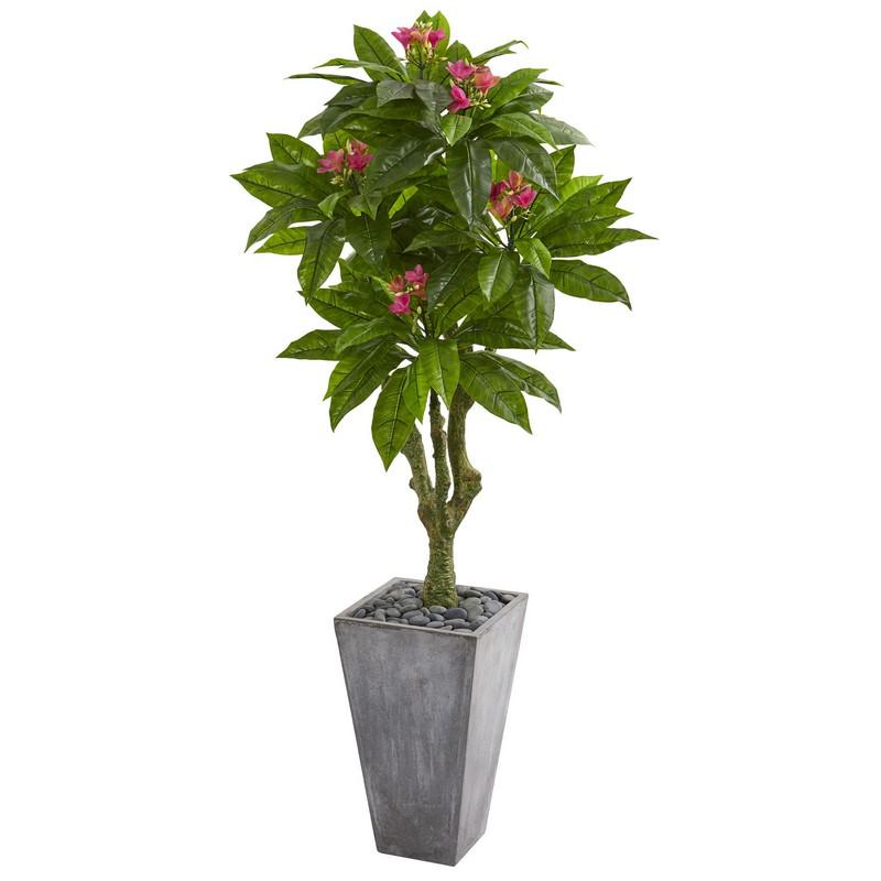 5.5'Plumeria Artificial Tree in Gray Planter UV Resistant (Indoor/Outdoor)