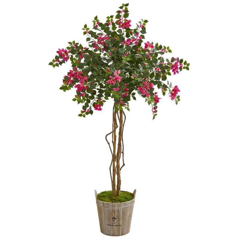 6'Bougainvillea Artificial Tree in Farmhouse Planter