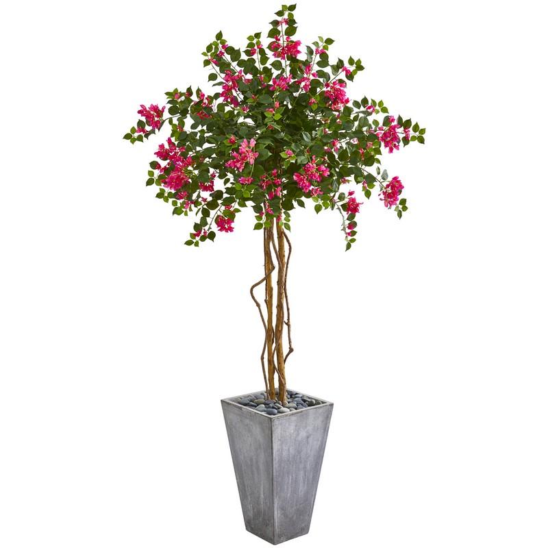 6.5'Bougainvillea Artificial Tree in Cement Planter
