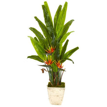 Load image into Gallery viewer, 59&quot; Bird of Paradise Artificial Plant in Country White Planter

