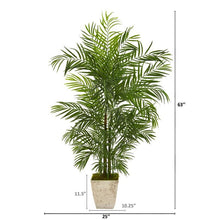 Load image into Gallery viewer, 63&quot; Areca Artificial Palm Tree in Country White Planter UV Resistant (Indoor/Outdoor)
