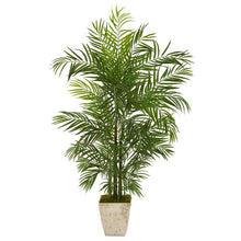 Load image into Gallery viewer, 63&quot; Areca Artificial Palm Tree in Country White Planter UV Resistant (Indoor/Outdoor)
