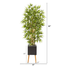 Load image into Gallery viewer, 82&quot; Bamboo Artificial Tree in Black Planter with Stand
