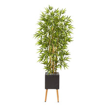 Load image into Gallery viewer, 82&quot; Bamboo Artificial Tree in Black Planter with Stand
