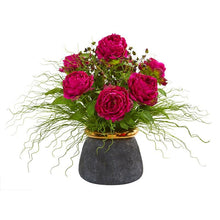 Load image into Gallery viewer, Peony and Grass Artificial Arrangement in Designer Vase
