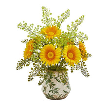 Load image into Gallery viewer, Gerber Daisy and Maiden Hair Artificial Arrangement in Vase
