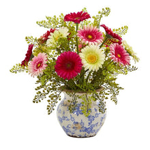 Load image into Gallery viewer, Gerber Daisy and Maiden Hair Artificial Arrangement in Vase
