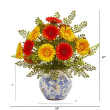 Load image into Gallery viewer, Gerber Daisy and Maiden Hair Artificial Arrangement in Vase

