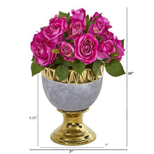 Load image into Gallery viewer, Rose Artificial Arrangement in Urn with Gold Trimming
