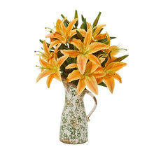 Load image into Gallery viewer, Lily Artificial Arrangement in Floral Pitcher
