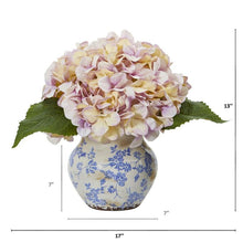 Load image into Gallery viewer, Hydrangea Artificial Arrangement in Floral Vase
