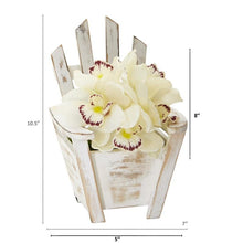 Load image into Gallery viewer, Cymbidium Orchid Artificial Arrangement in Chair Planter
