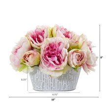 Load image into Gallery viewer, Peony Artificial Arrangement in Decorative Vase
