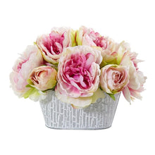 Load image into Gallery viewer, Peony Artificial Arrangement in Decorative Vase
