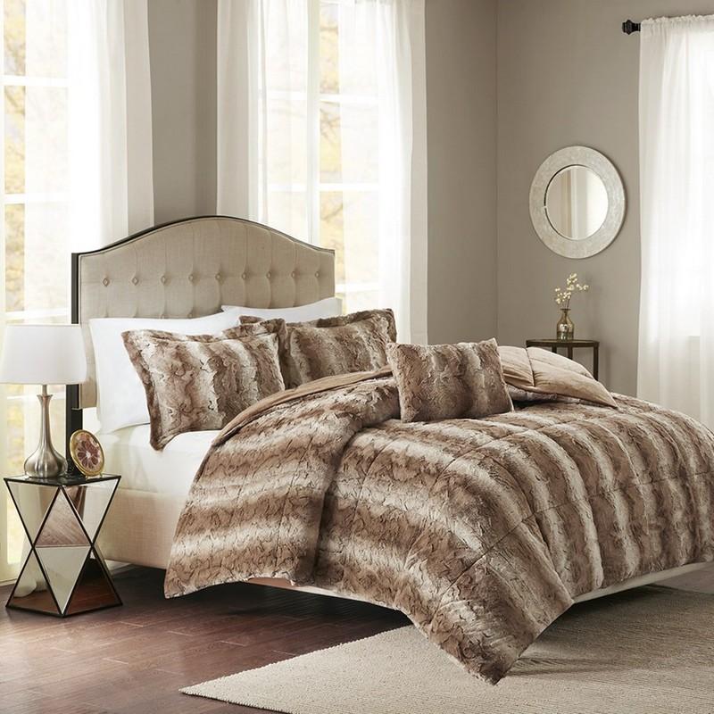 Madison Park Zuri Faux Fur Comforter Set -Full/Queen MP10-3072 By Olliix
