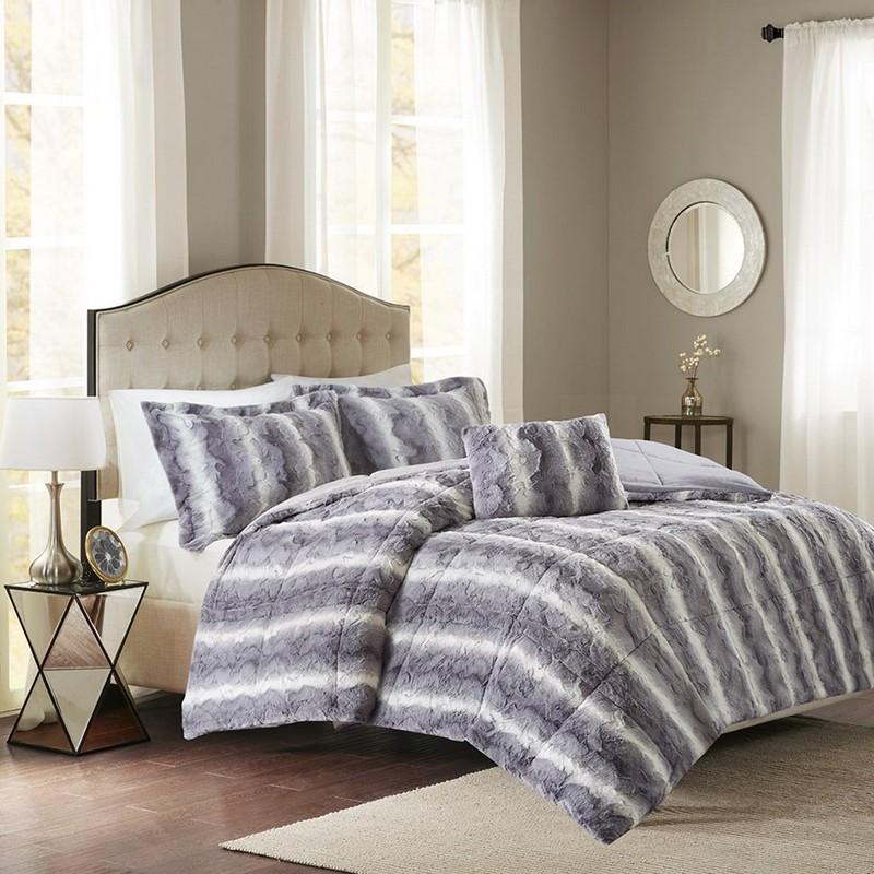 Madison Park Zuri Faux Fur Comforter Set -Full/Queen MP10-3076 By Olliix