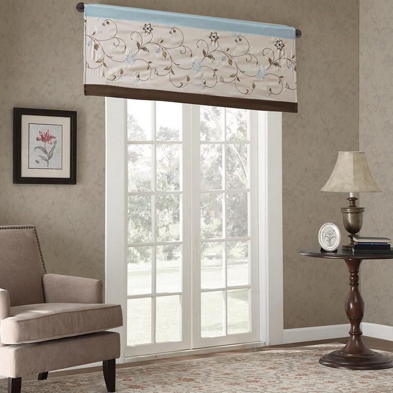 Madison Park Serene Embroidered Window Valance -50X18