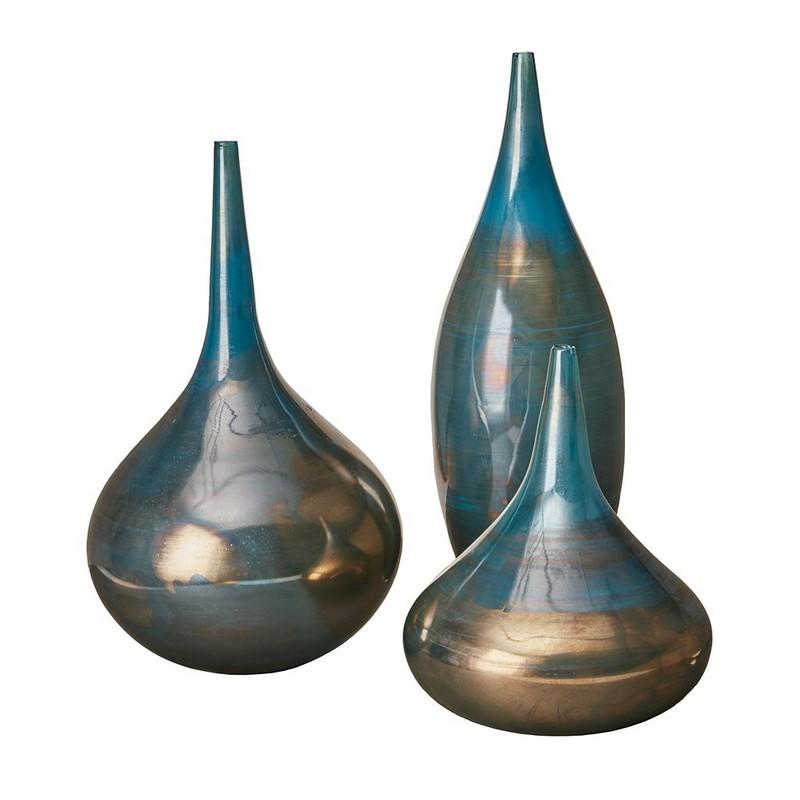 Madison Park Signature Handmade Rainbow Glass Vase- Set Of 3 MPS162-248 By Olliix