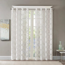 Load image into Gallery viewer, Madison Park Eden Fretwork Burnout Sheer Panel -63" Panel MP40-3773 By Olliix
