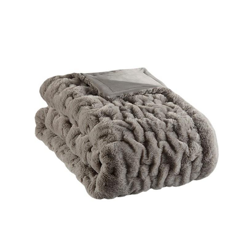 Madison Park Ruched Fur Throw -50X60