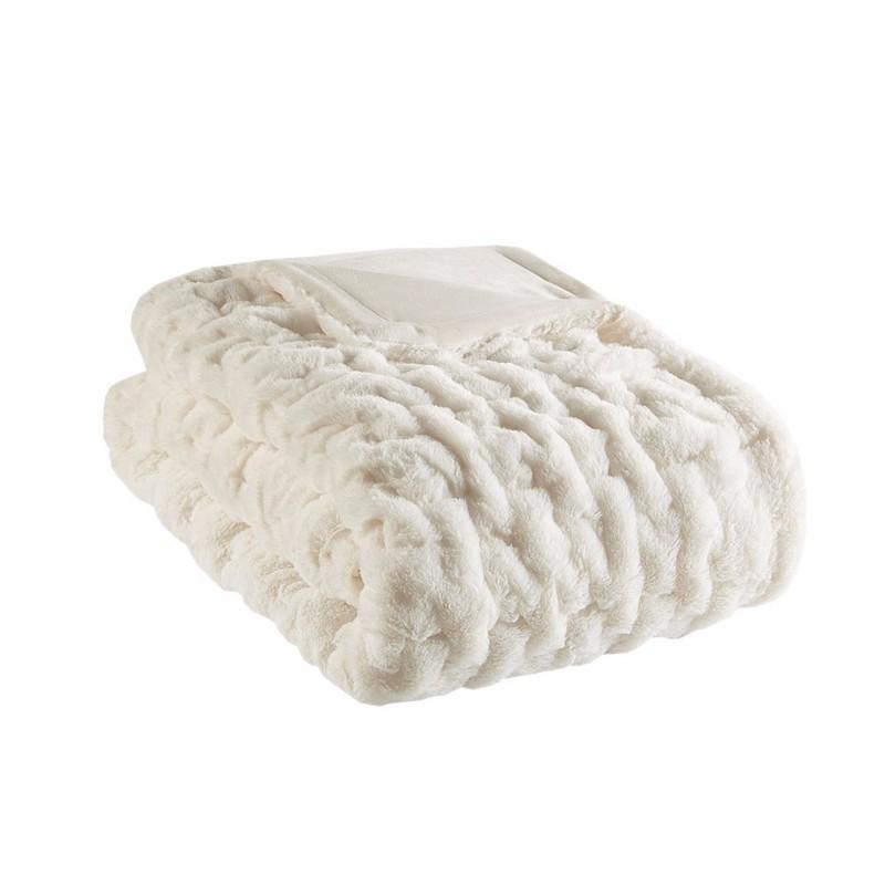 Madison Park Ruched Fur Throw -50X60