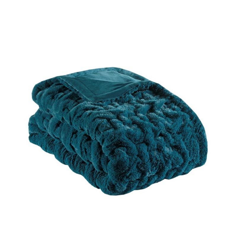 Madison Park Ruched Fur Throw -50X60