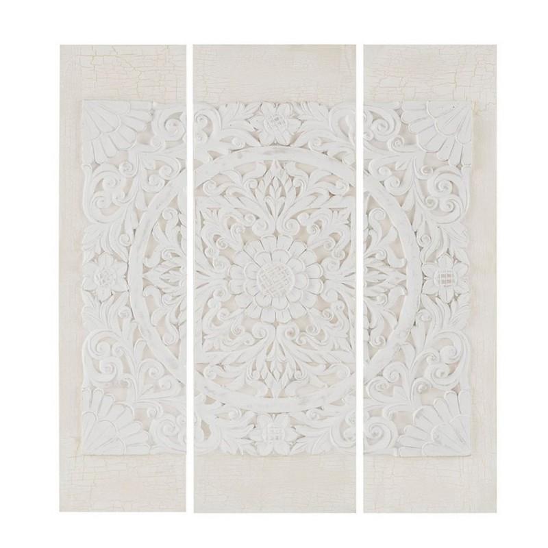 Madison Park Wooden Mandala White 3D Embellished Canvas MP95A-0115 By Olliix