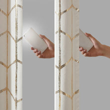 Load image into Gallery viewer, Intelligent Design Raina Total Blackout Metallic Print Grommet Top Curtain Panel - 50X63" ID40-1615
