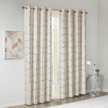 Load image into Gallery viewer, Intelligent Design Raina Total Blackout Metallic Print Grommet Top Curtain Panel - 50X63" ID40-1615
